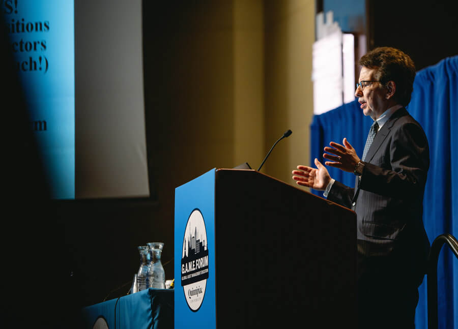 Keynote speaker Evan Katz presents at GAME Forum.