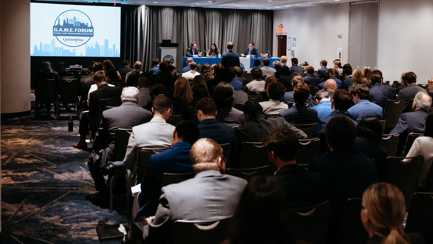 Panelists present a keynote conversation about A.I. at GAME Forum.