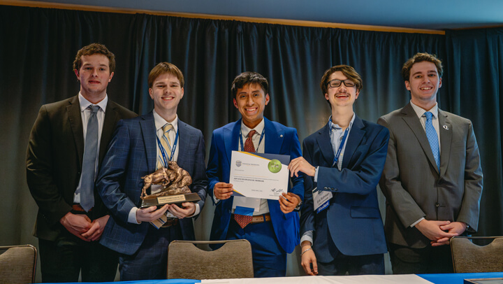 Undergraduate Small Fund category awardees pose for a group photo on stage during the GAME Forum Poster Competition Awards Ceremony.