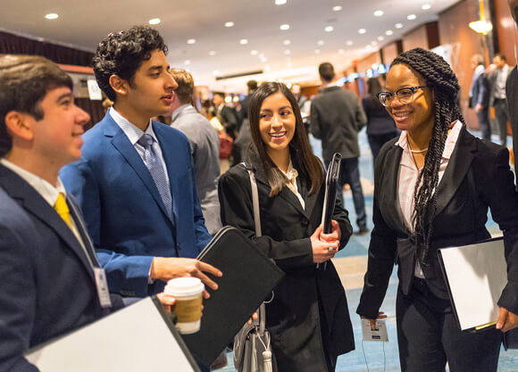 Students gather during the portfolio competition
